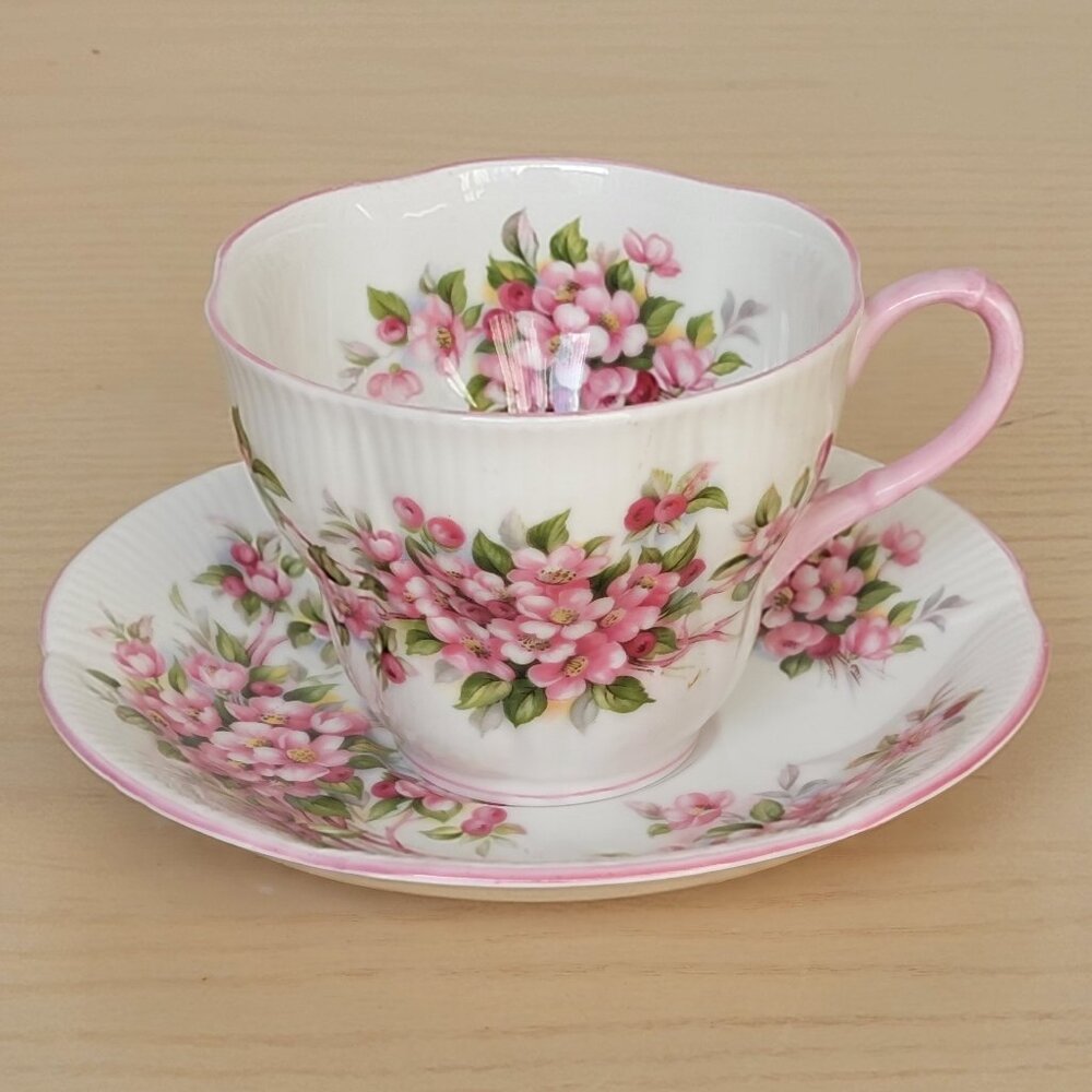 Vtg Royal Albert Bone China Blossom Time Series Apple Blossom Tea Cup & Saucer